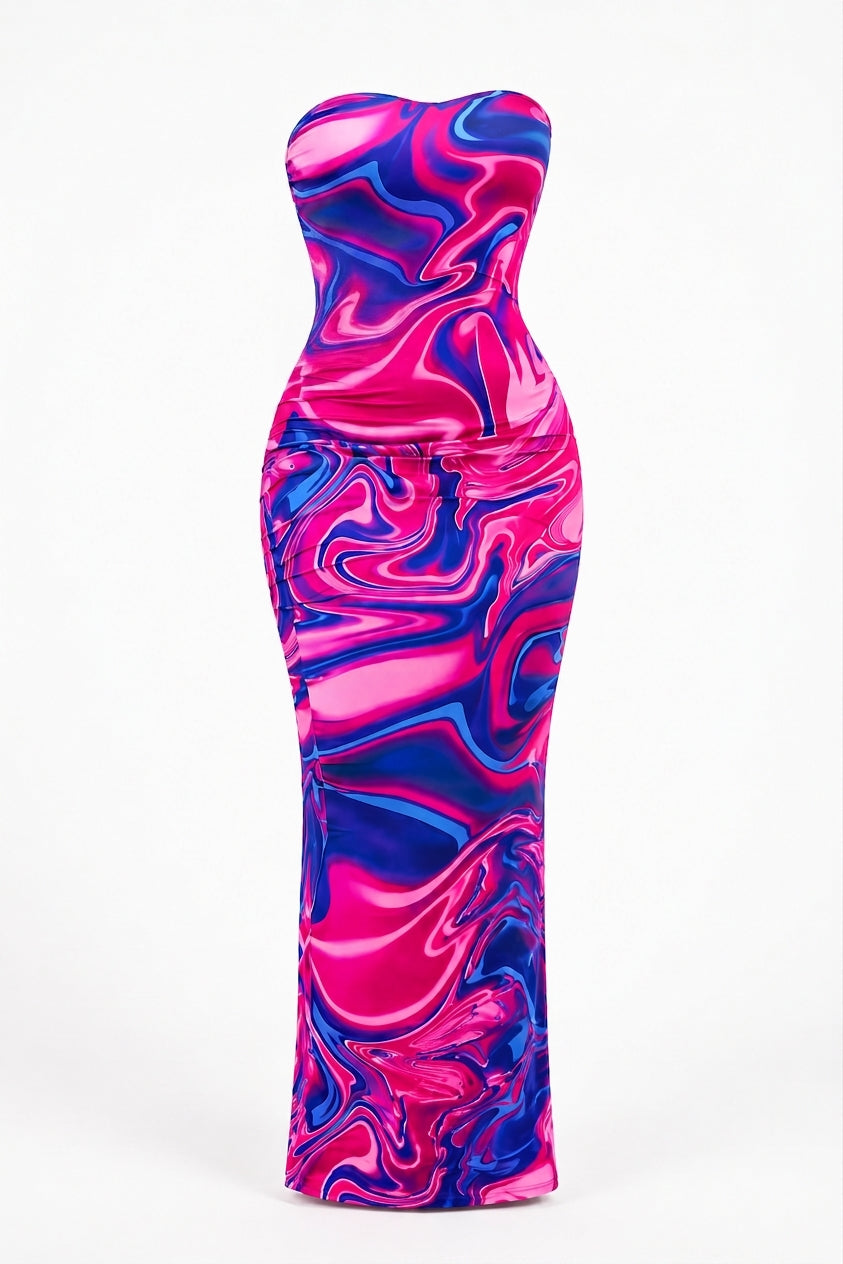 Colorful Side-Slit Dress