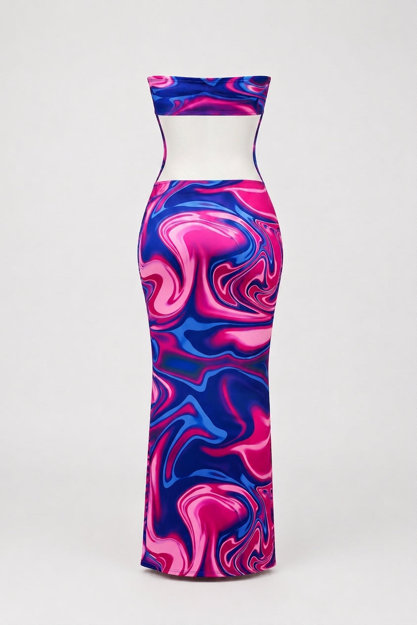 Colorful Side-Slit Dress