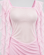 Long Lingerie with Sheer Bust & Midriff