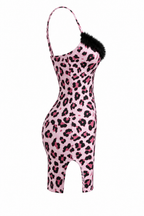 Tiger Print Mini Dress with Fur