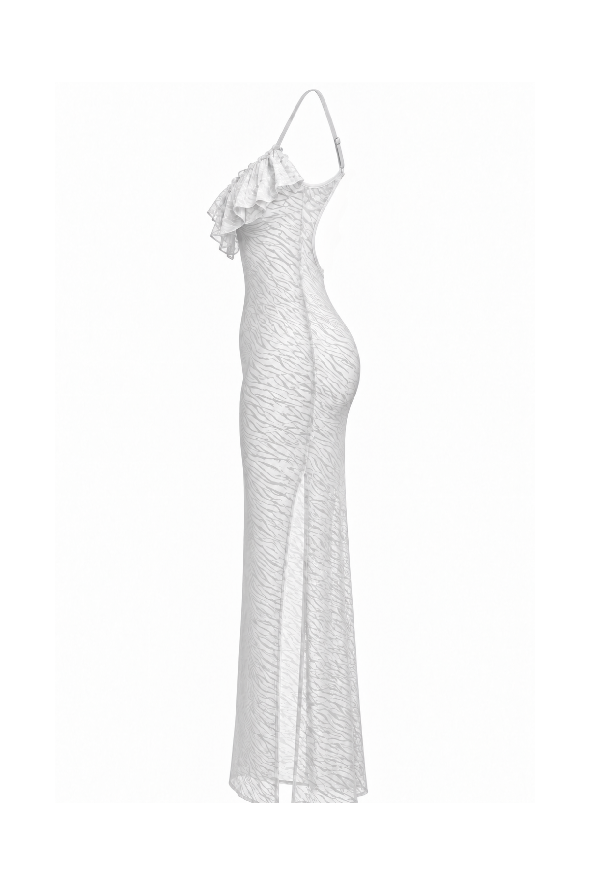 Long Sheer Lace Lingerie with Back Cutout