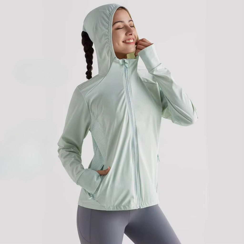 Sports Top with Sleeves, Zipper & Inner and Outer Pockets