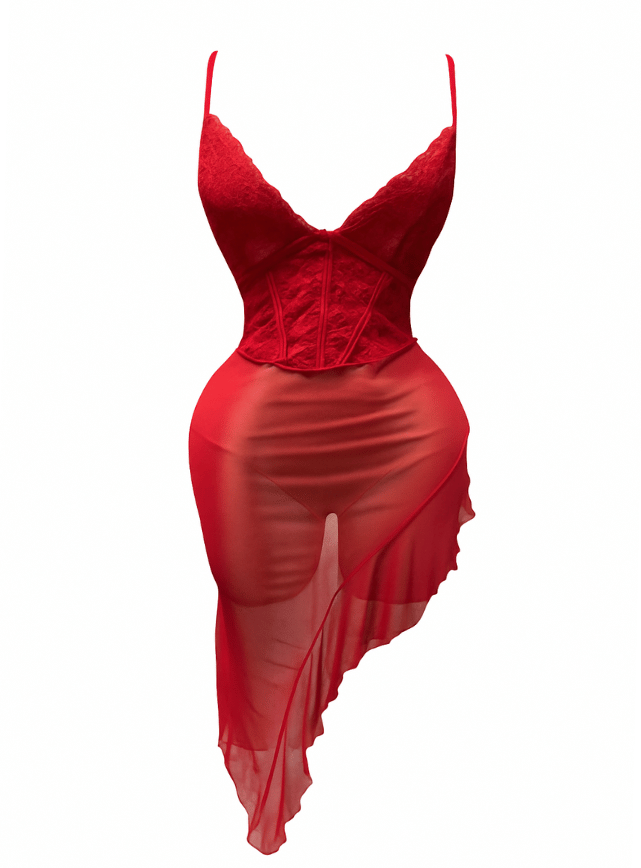 لانجيري طويل مزود بقصه من الجنب