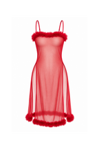 Short Sheer Lingerie with Fur Trim