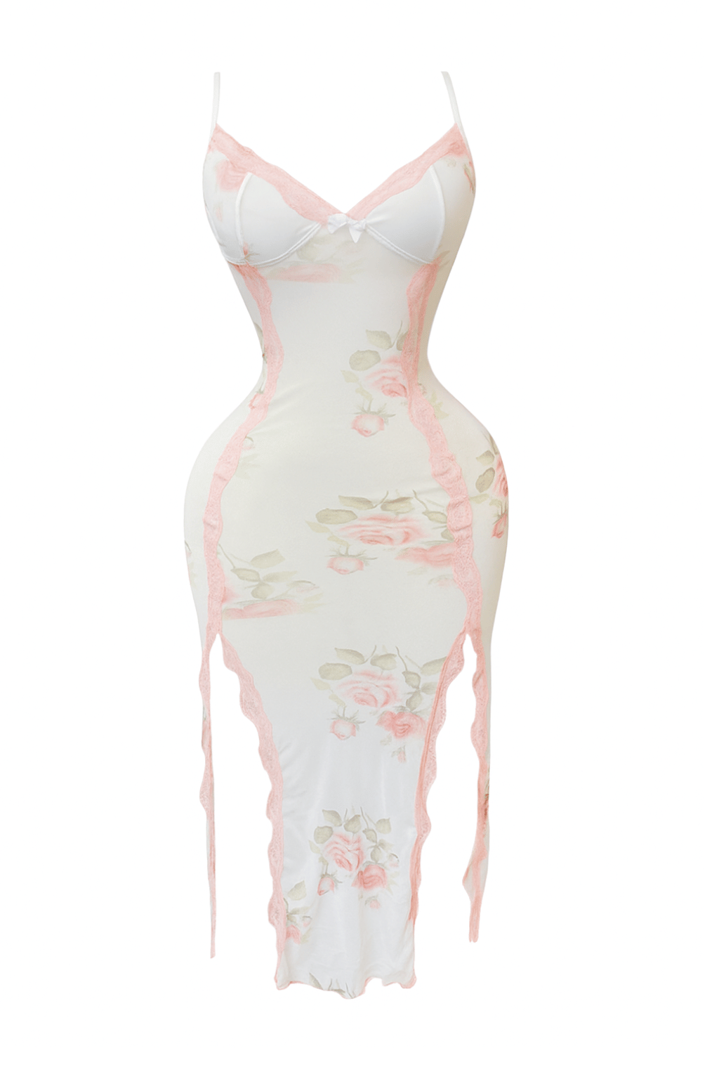 لانجيري شفاف طويل بطابعه الورد