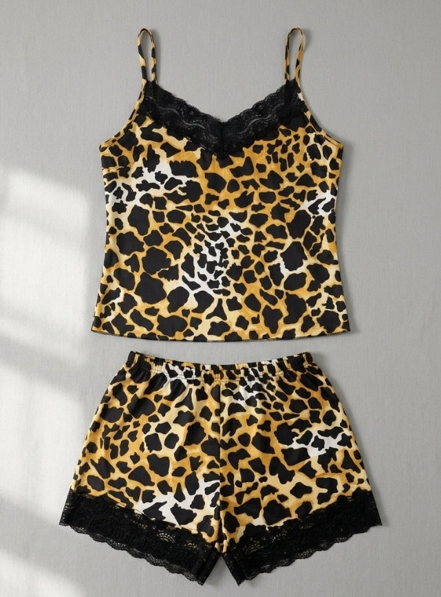 Lace Trim Leopard PJ