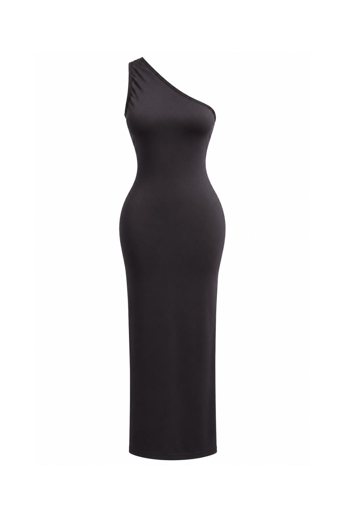 One-shoulder maxi dress with an open back and chain details