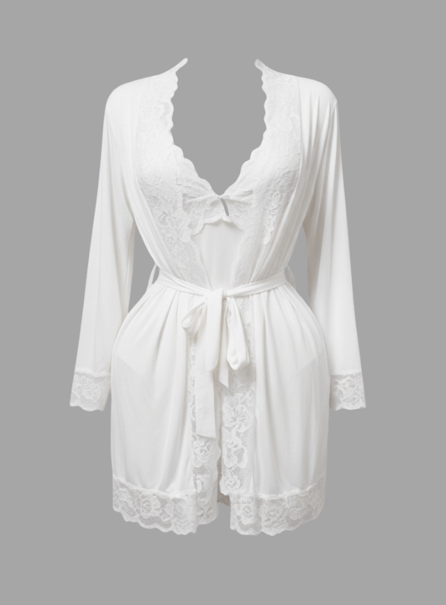 Lace Spliced Lingerie & Robe