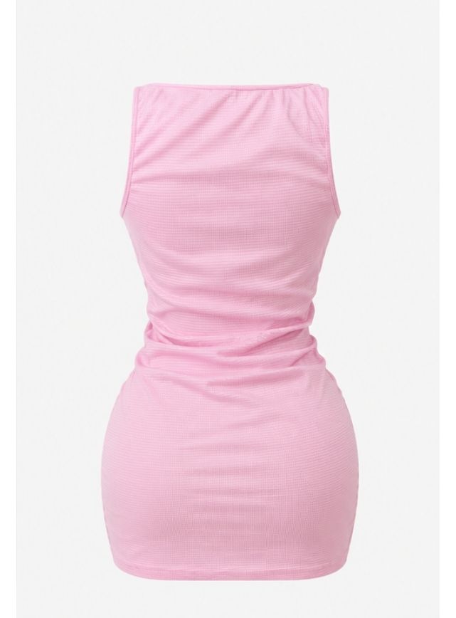 Pink Waffle Knit Dress