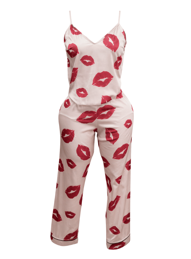 Lips Print Satin Pajamas