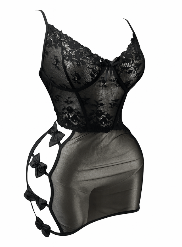 لانجيري قصير مزود بفيونكات من الجانب