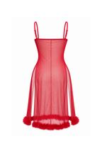 Short Sheer Lingerie with Fur Trim