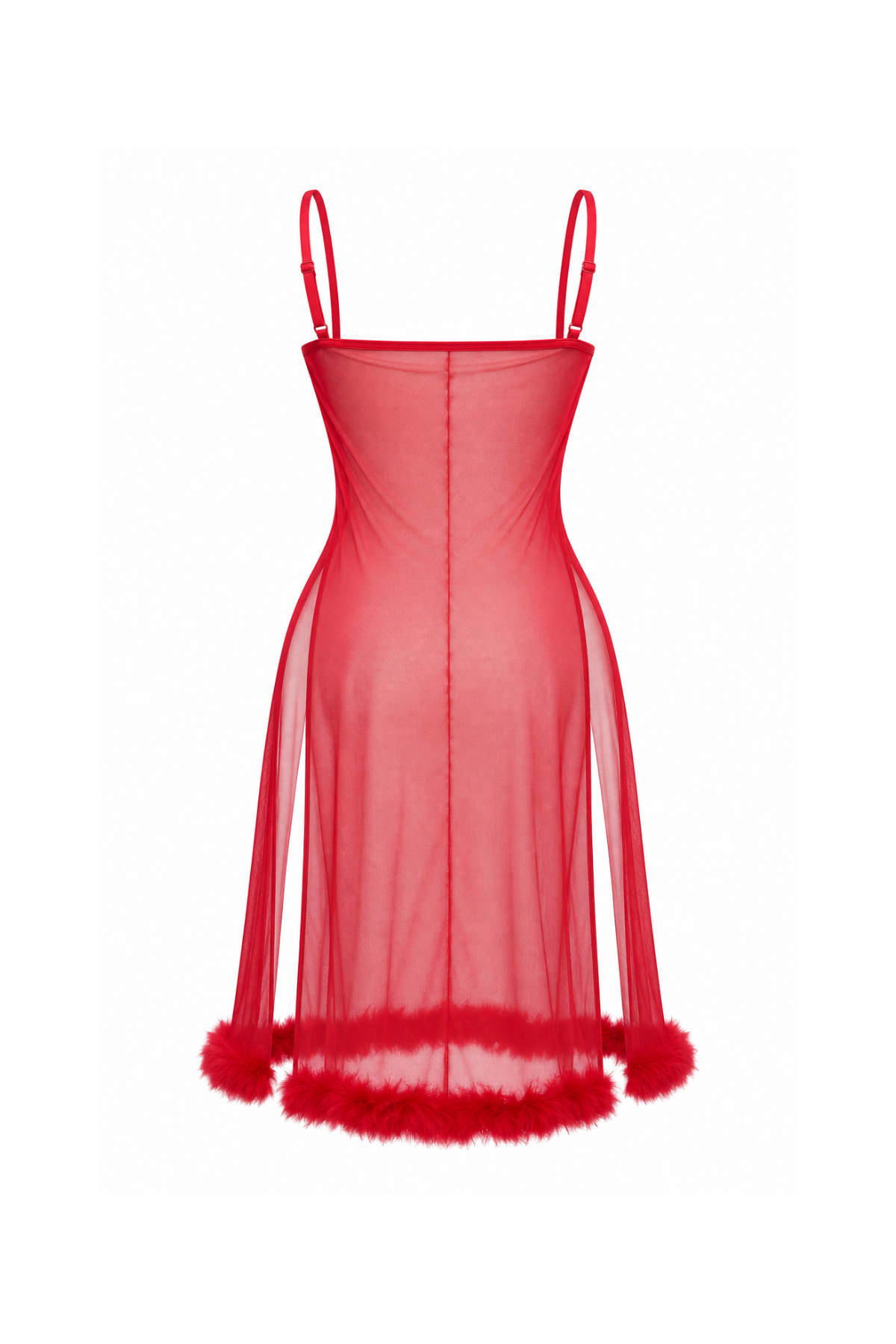 Short Sheer Lingerie with Fur Trim