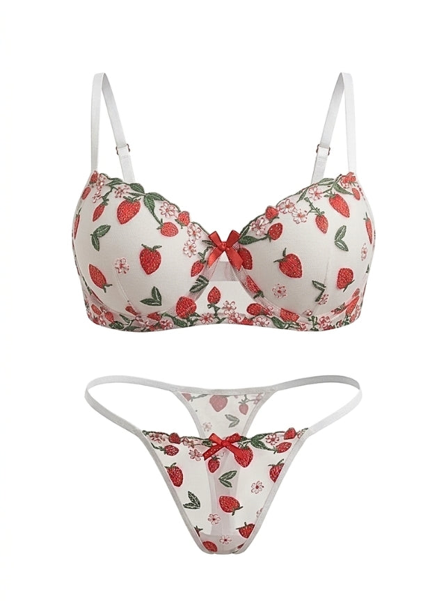 Strawberry Print Bra & Panty Set