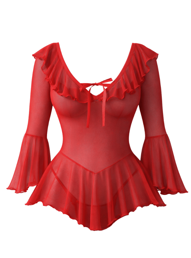 Sheer Bell Sleeve Dress