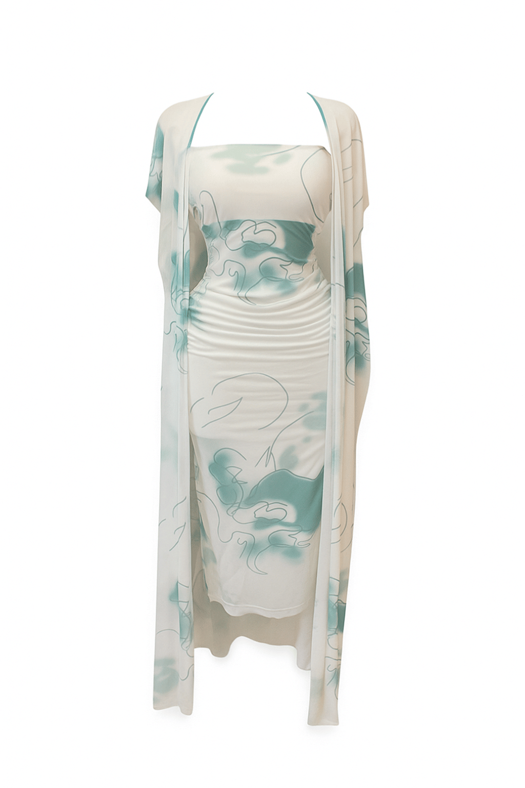 دريس طويل مزود بروب بطابعه الورد