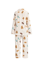 2-Piece Winter Pajama Set with Buttons & Teddy Bear Print