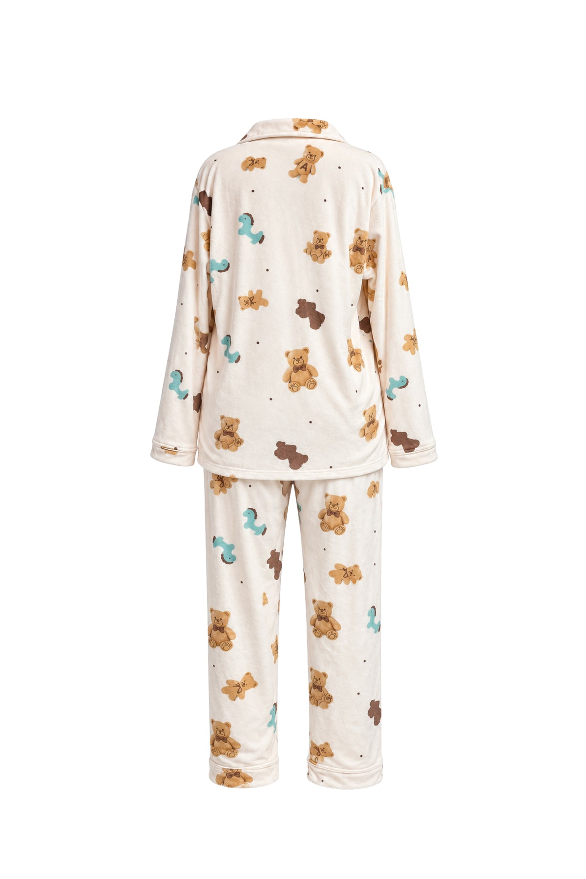 2-Piece Winter Pajama Set with Buttons & Teddy Bear Print