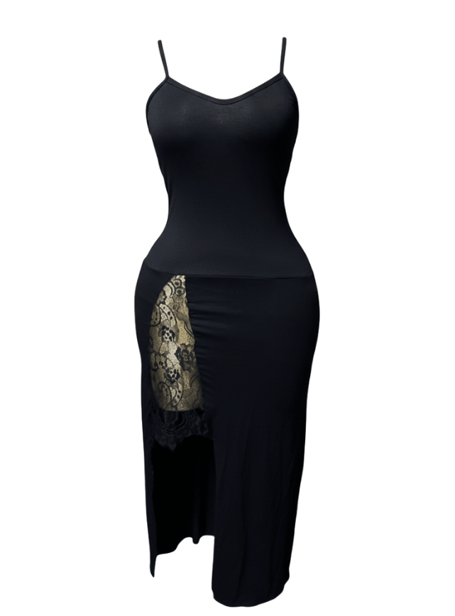 كاش طويل مزود بفتحه من عند الرجل ودانتيل