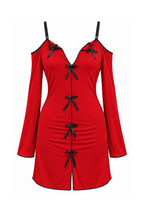 Short dress with long sleeves and cold shoulders