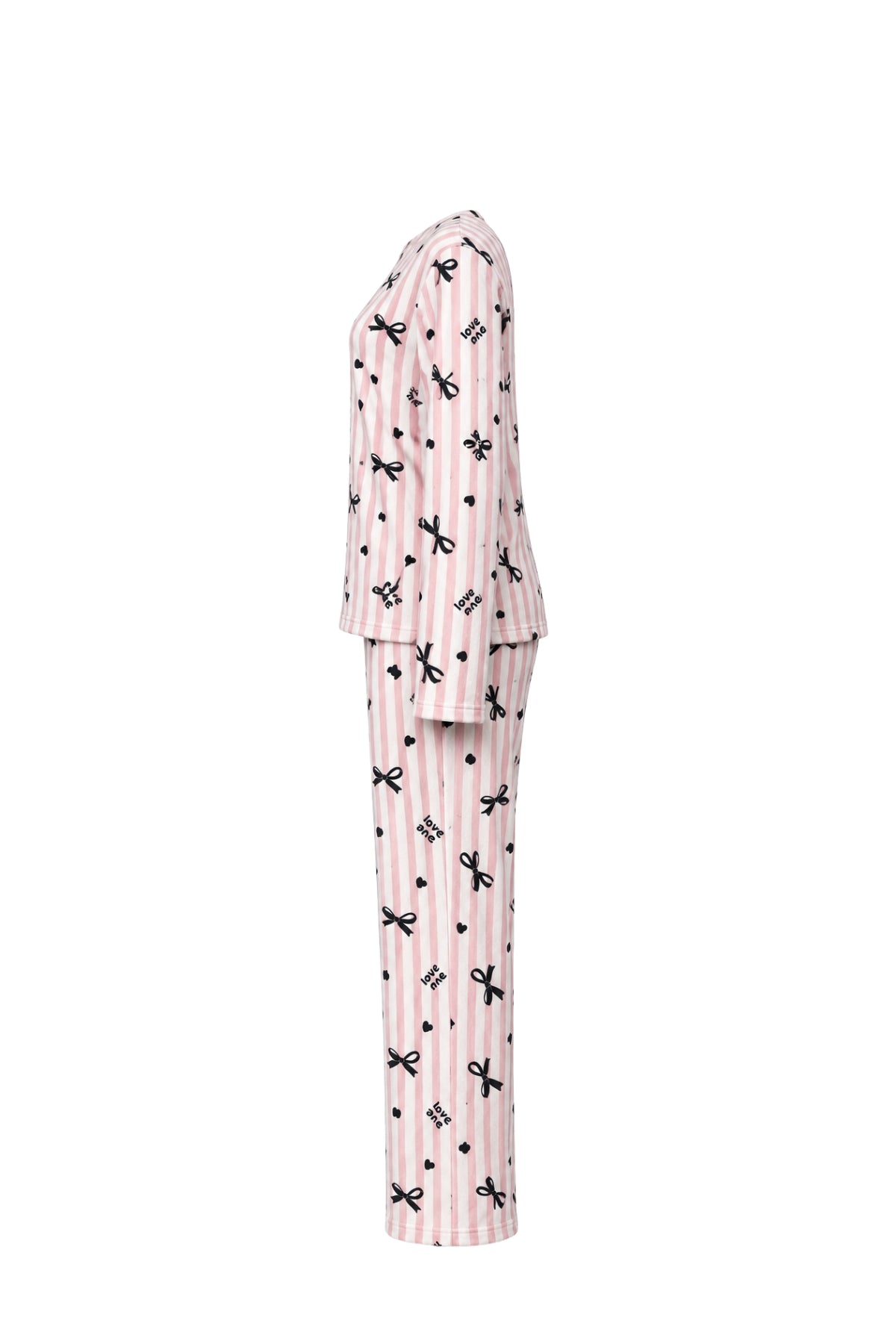 2-Piece Winter Striped Pajama Set with Bow Print