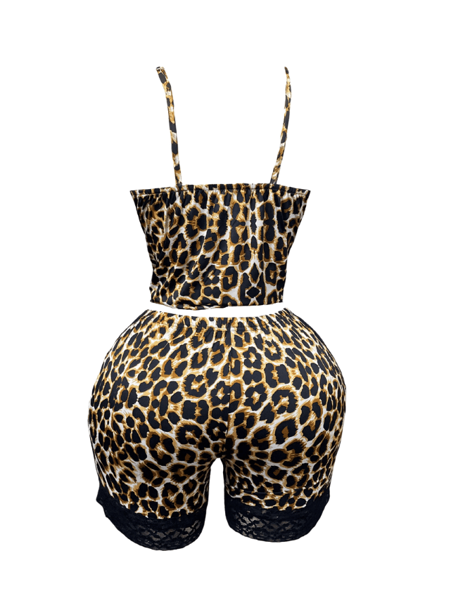 Lace Trim Leopard PJ