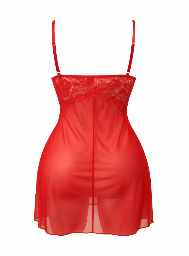 Contrast Lace Mesh Babydoll