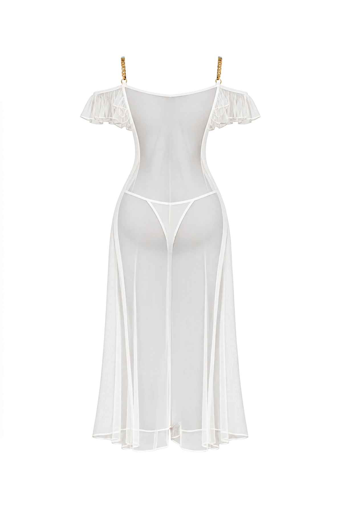 Sheer Off-Shoulder Lingerie with Metal Straps