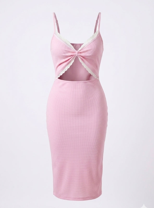 Pink Waffle Knit Dress