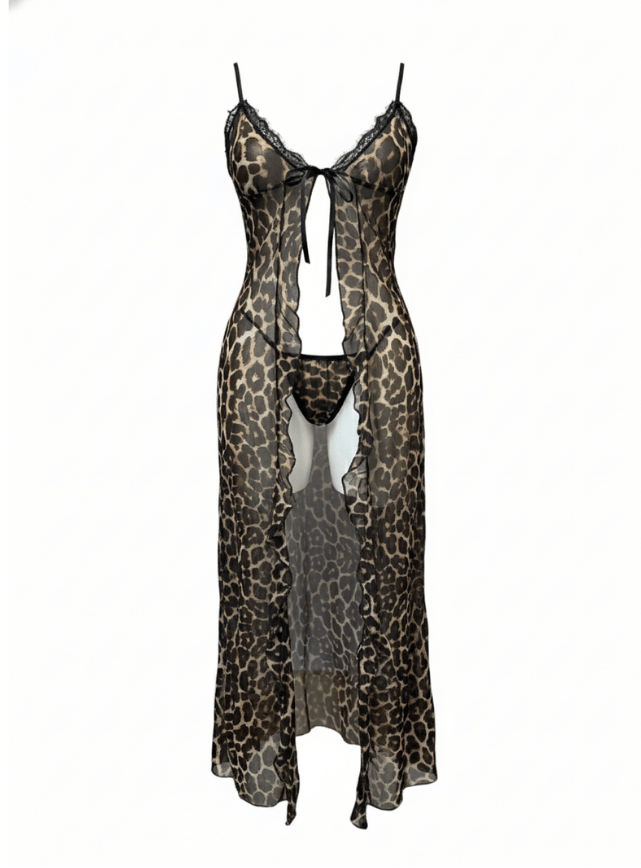 لانجيري تايجر شفاف مزود بفتحه