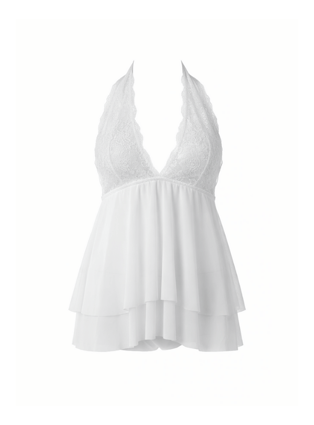 لانجري قصير مزود بدانتيل من عند الصدر