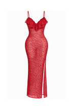 Long Sheer Lace Lingerie with Back Cutout