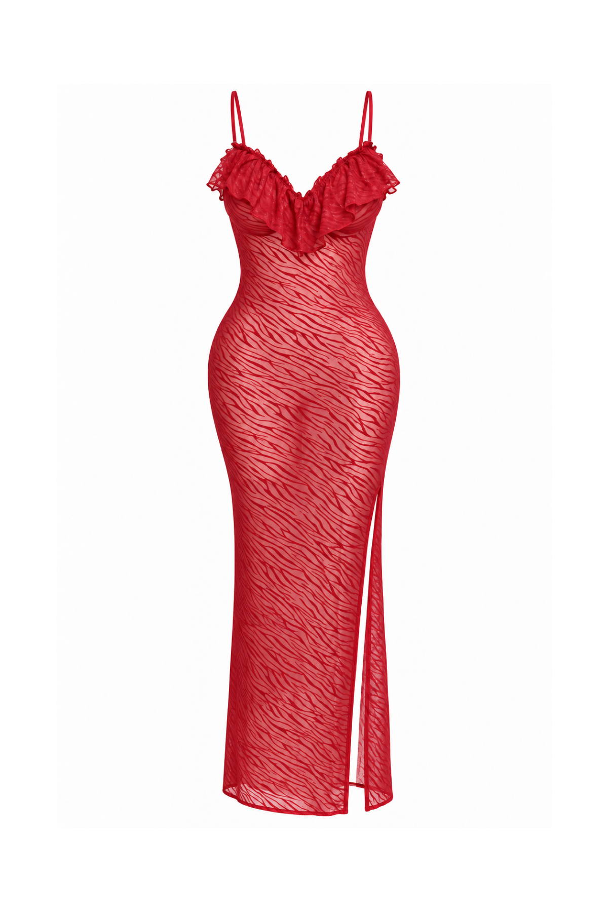 Long Sheer Lace Lingerie with Back Cutout