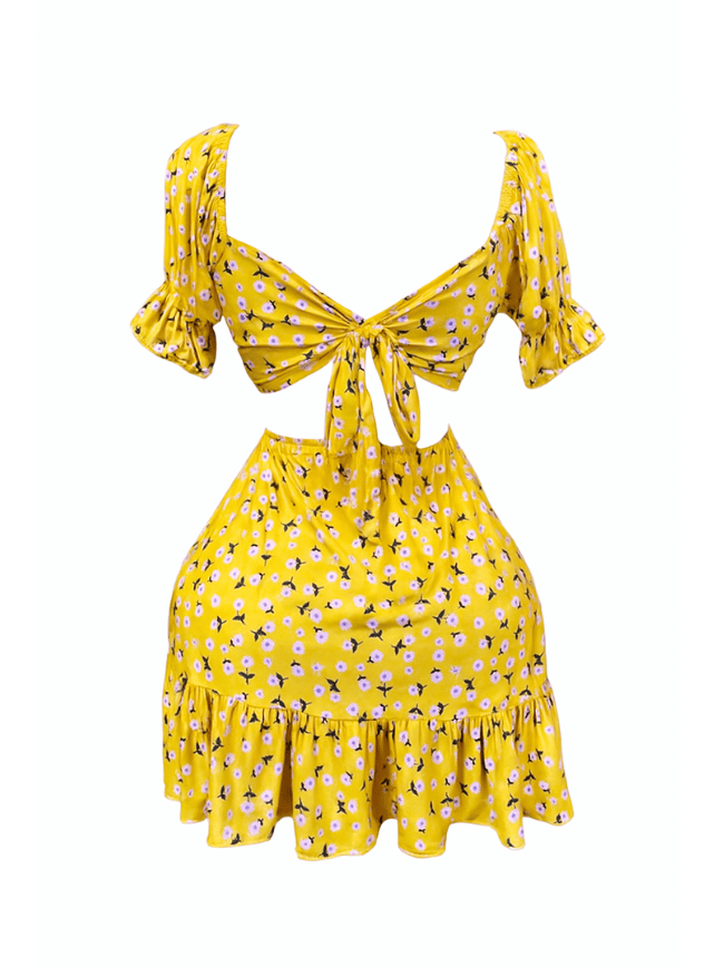 Floral Back Bow Dress