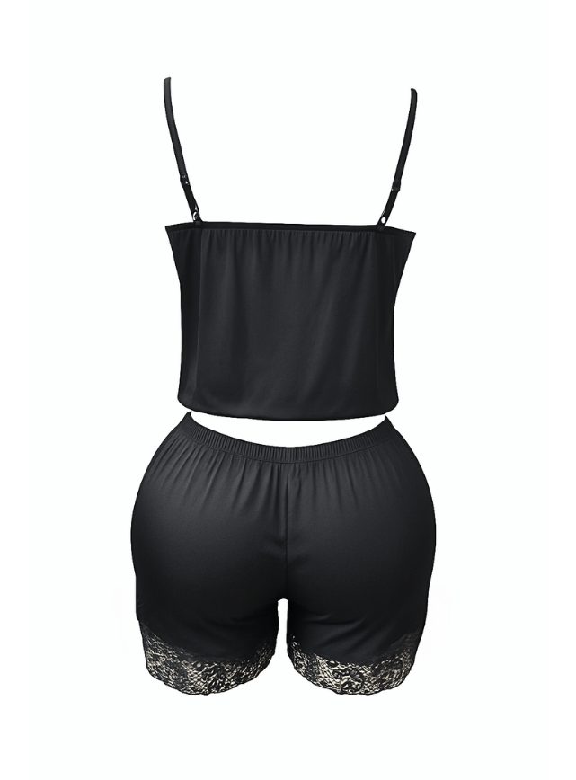 Lace Spliced Satin Pajama