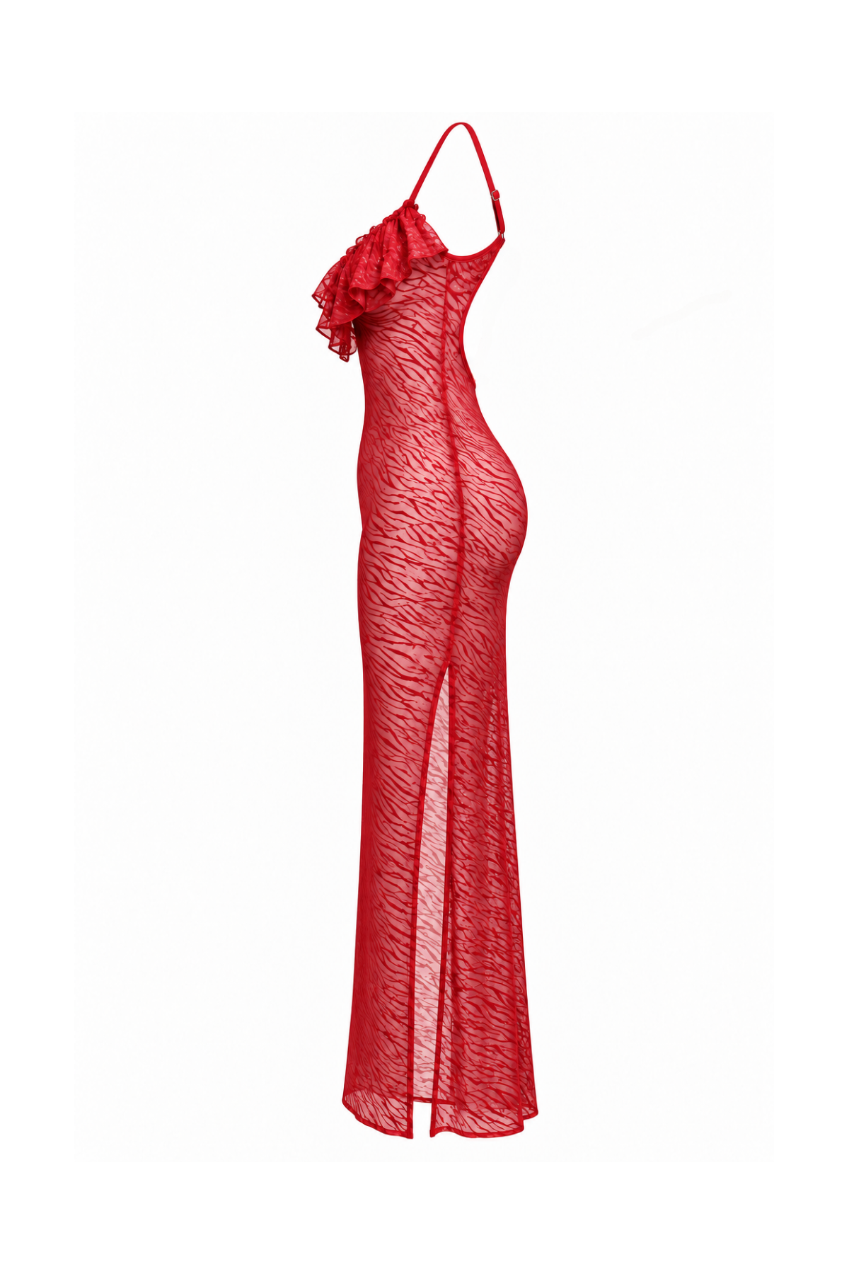 Long Sheer Lace Lingerie with Back Cutout