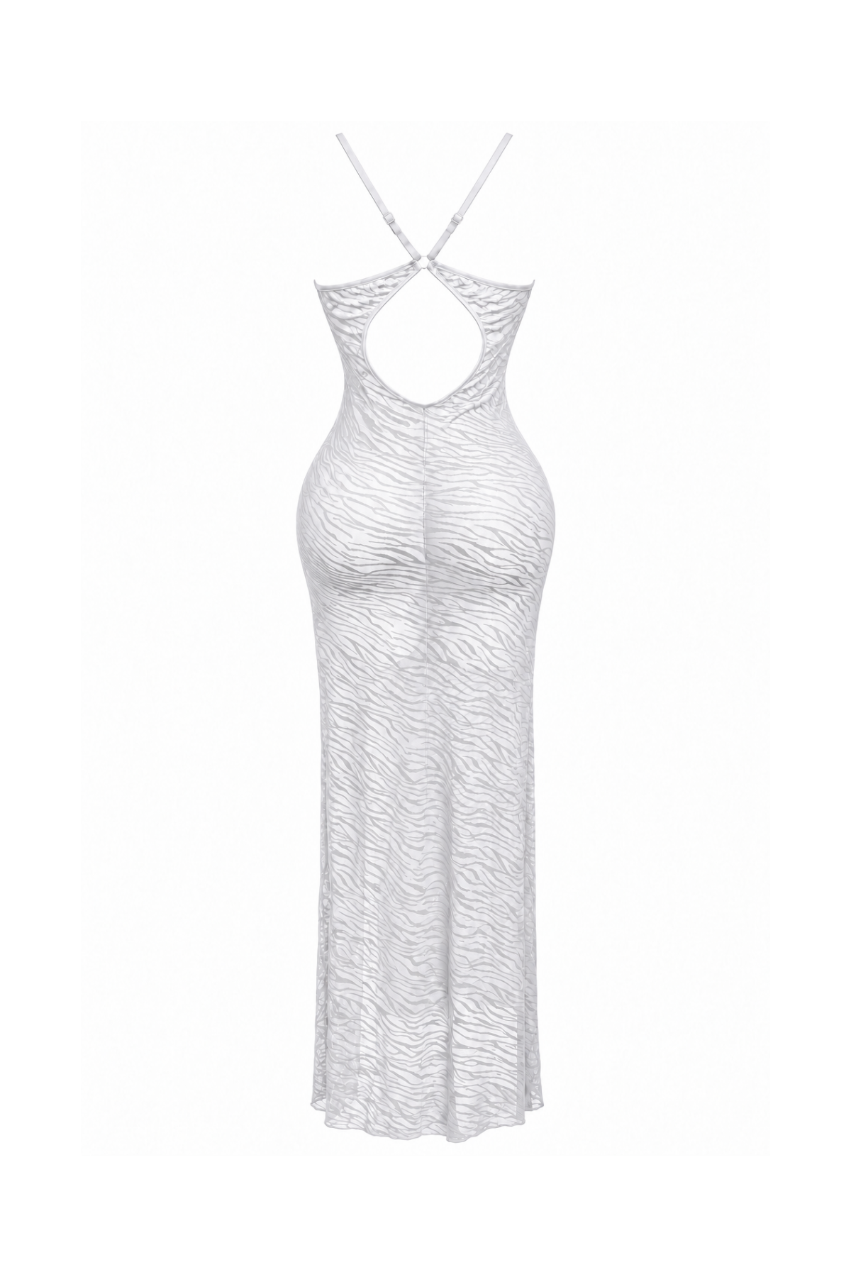 Long Sheer Lace Lingerie with Back Cutout