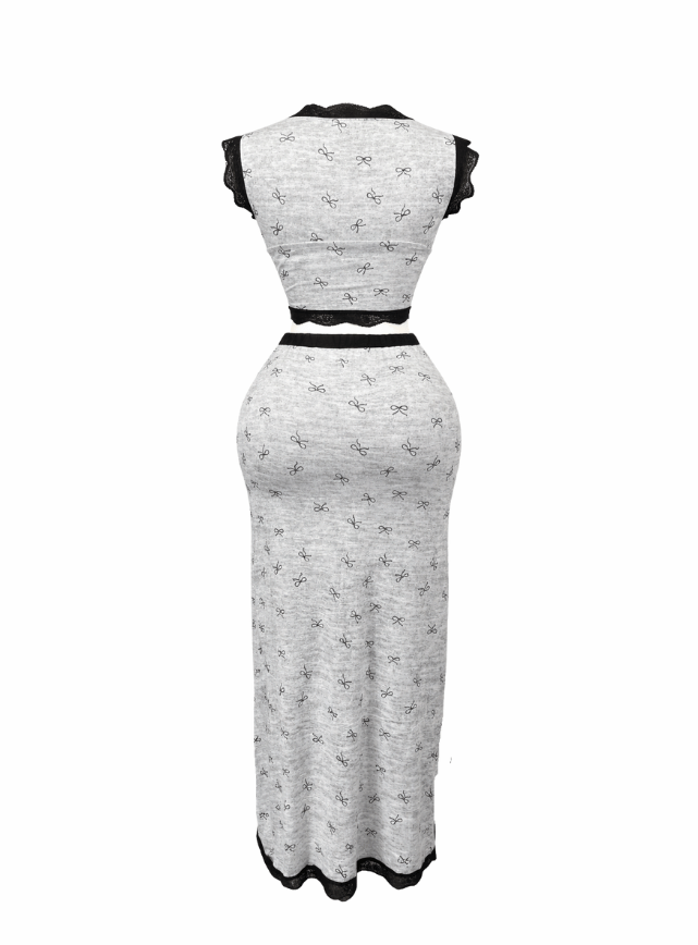 Two Piece Top Skirt Set