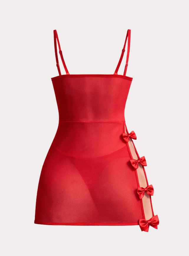 لانجيري قصير مزود بفيونكات من الجانب