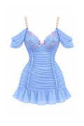 Sheer Off-Shoulder Lingerie with Pearl Straps