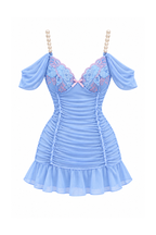 Sheer Off-Shoulder Lingerie with Pearl Straps