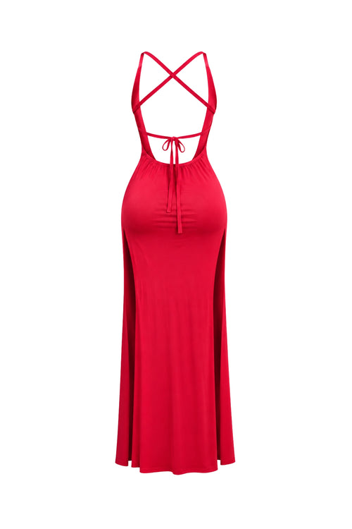 Dress with Double Side Slits & Back Tie