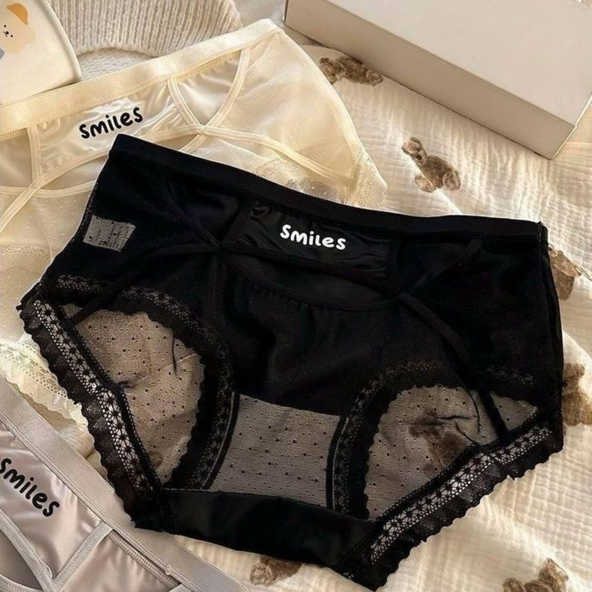 Sheer Open Back Panty with Lace Trim