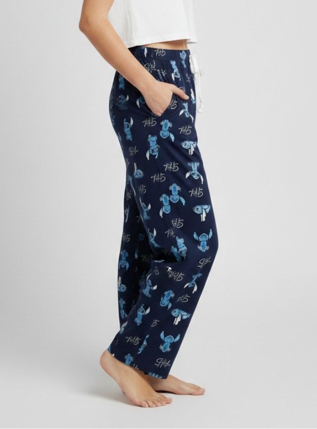 Stich Print Wide-Leg Pants