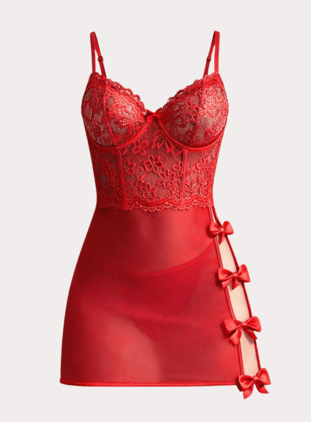 لانجيري قصير مزود بفيونكات من الجانب