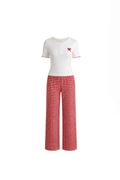 Checkered Pants Pajama with Button Top
