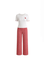 Checkered Pants Pajama with Button Top