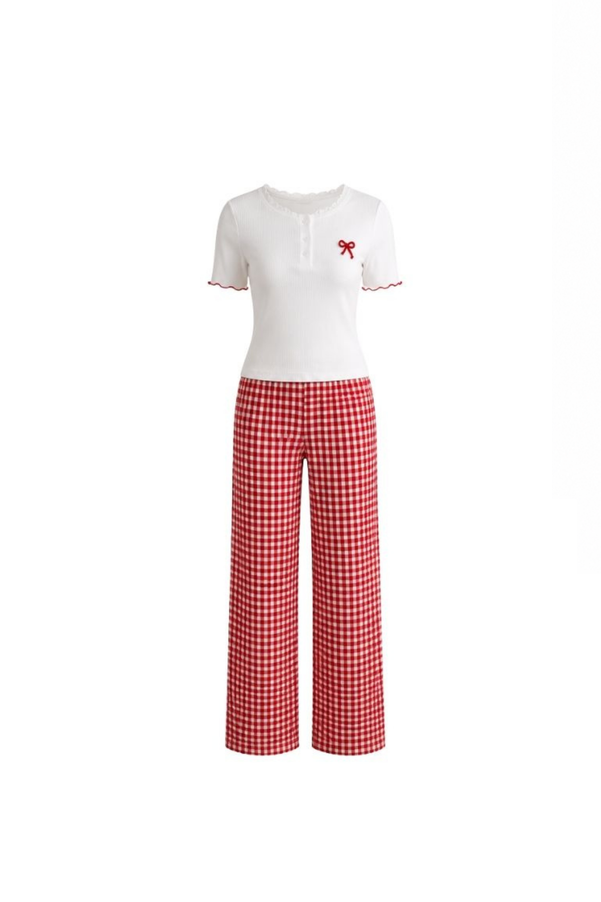 Checkered Pants Pajama with Button Top