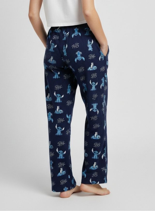 Stich Print Wide-Leg Pants