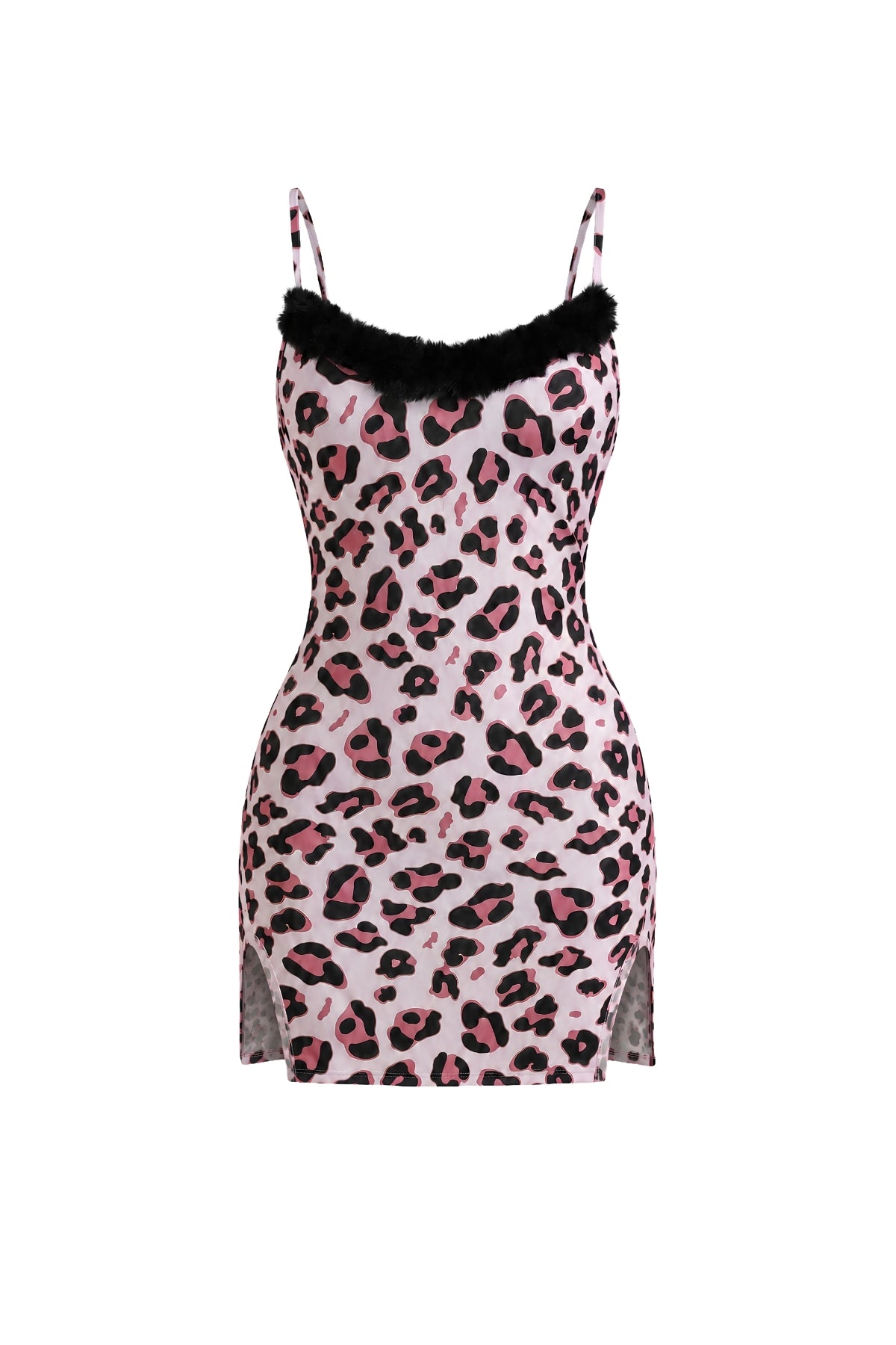 Tiger Print Mini Dress with Fur